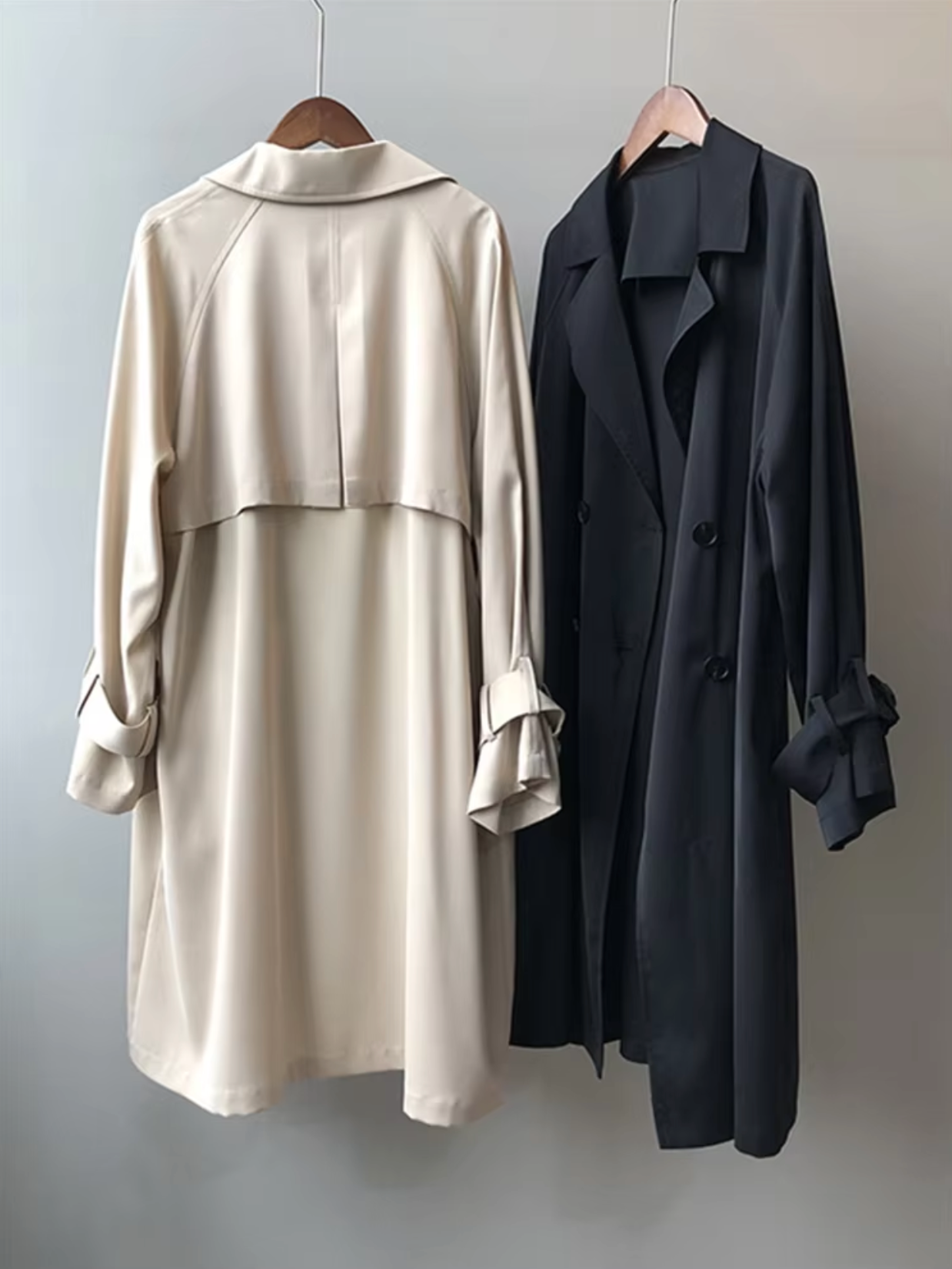 Aina | Medium Længde Trench Coat Elegant Efterår Vinter Overtøj