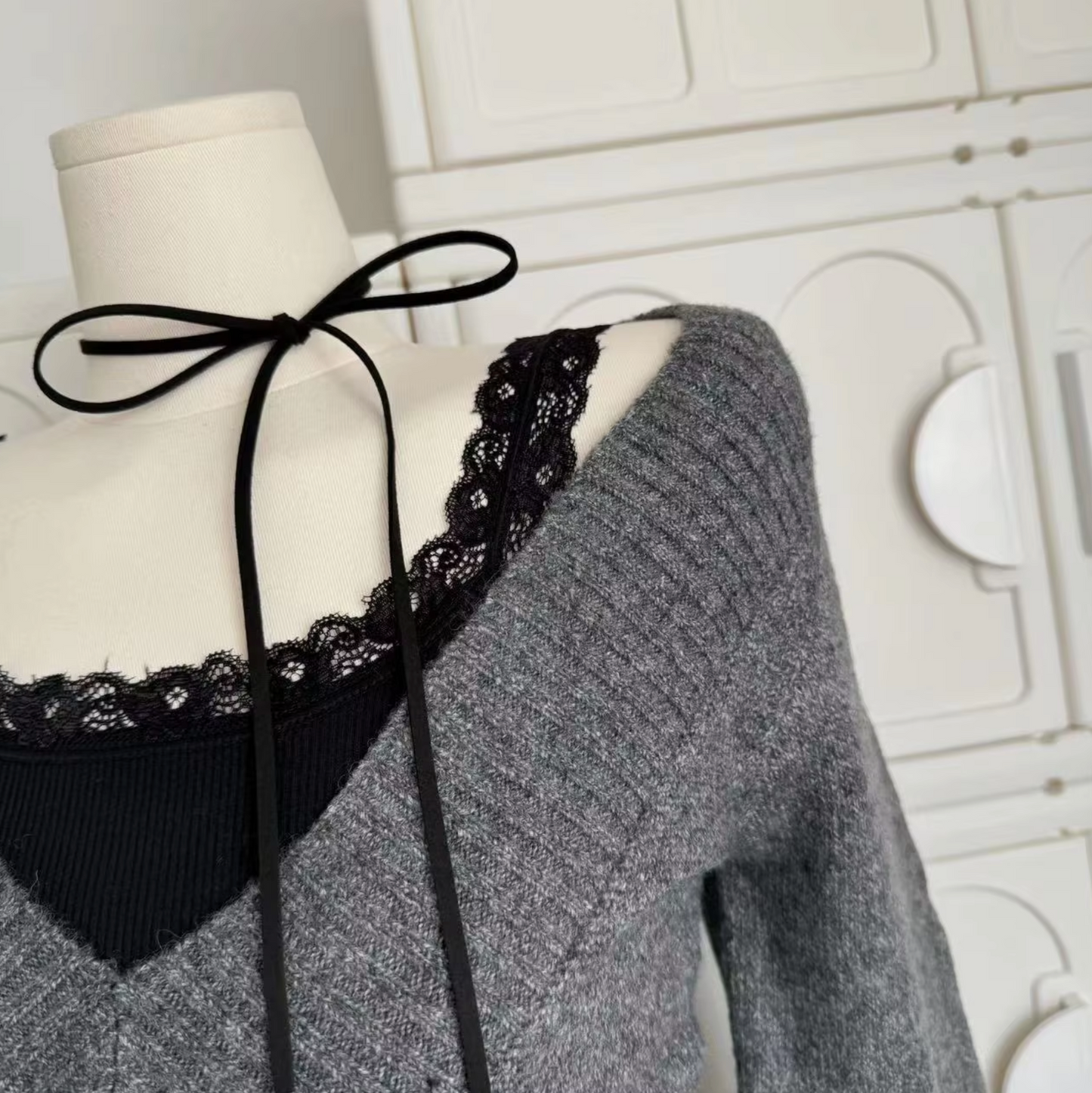 Emeli | Kvinders strikket sweater og nederdelsæt Vintage-inspireret efterår/vinter Chic