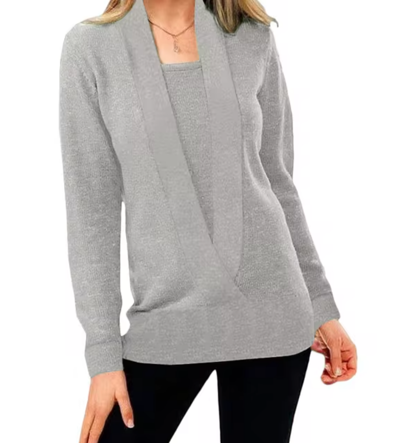 Johanna | Stilfuld dyb V-hals strikket sweater til kvinder