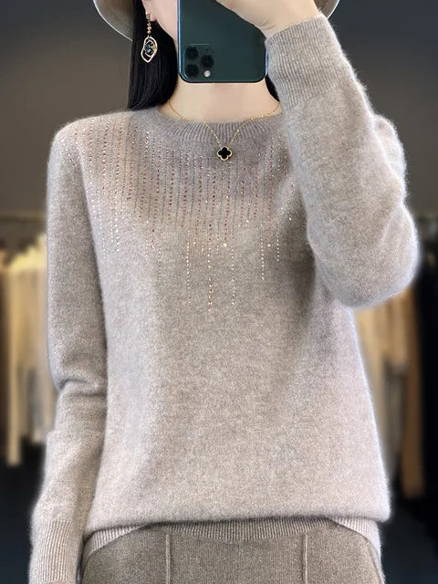 Agneska | Mousserende sweater Chic rundhalset strik til efterår/vinter
