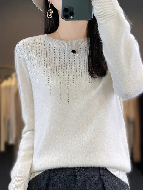 Agneska | Mousserende sweater Chic rundhalset strik til efterår/vinter