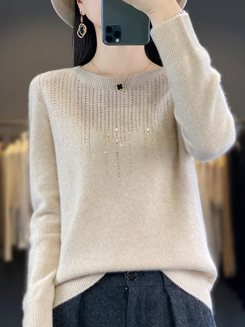 Agneska | Mousserende sweater Chic rundhalset strik til efterår/vinter