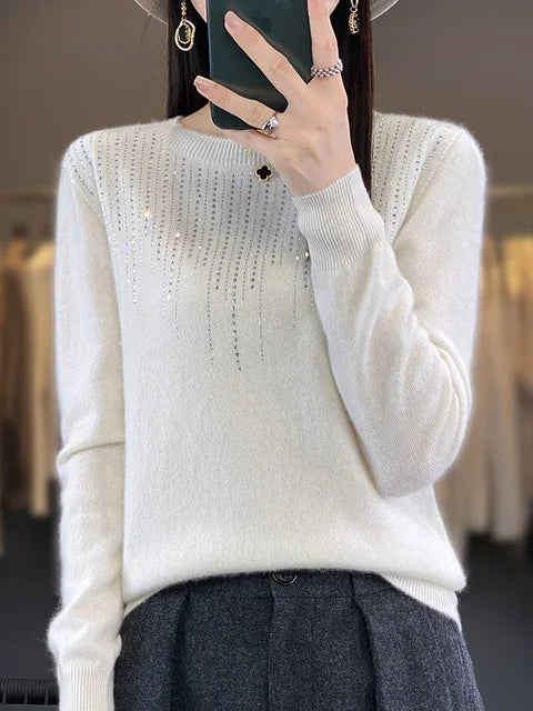 Agneska | Mousserende sweater Chic rundhalset strik til efterår/vinter