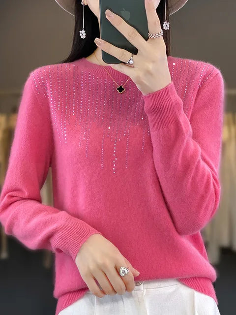 Agneska | Mousserende sweater Chic rundhalset strik til efterår/vinter