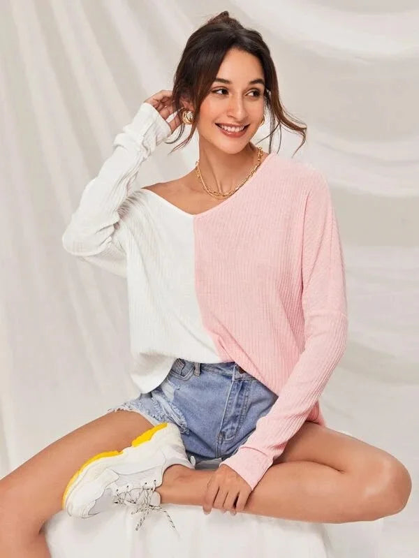 august | Stilfuld Colour Block Sweater til ubesværet efterårsmode