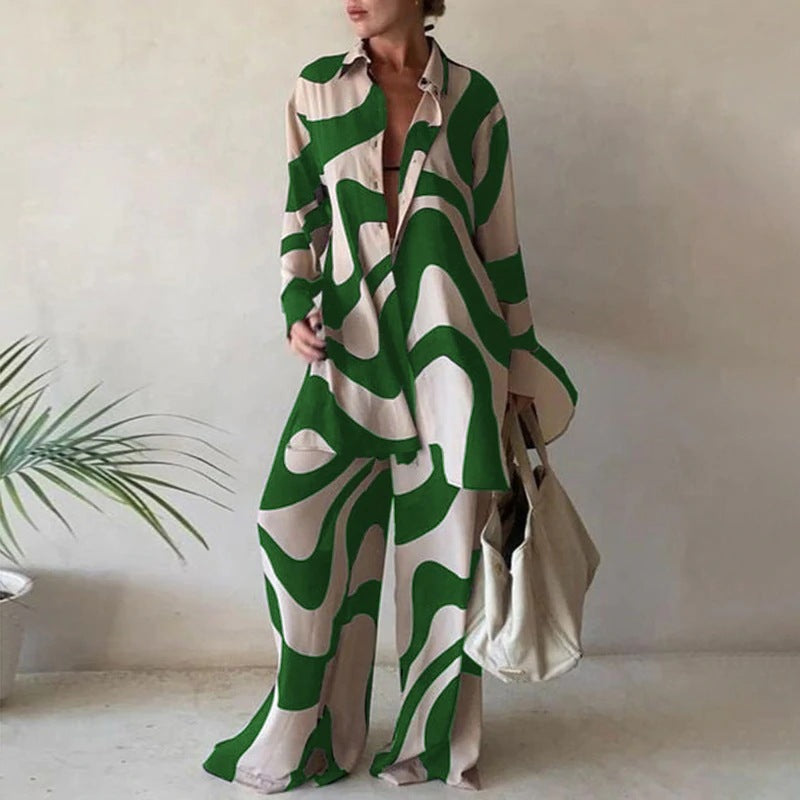 Amity | Løs bluse til kvinder og buksesæt med brede ben Elegant Casual Chic til efterår/vinter