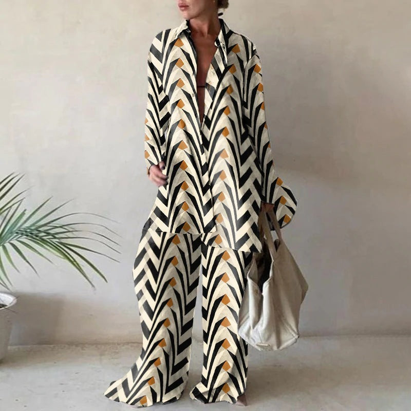 Amity | Løs bluse til kvinder og buksesæt med brede ben Elegant Casual Chic til efterår/vinter