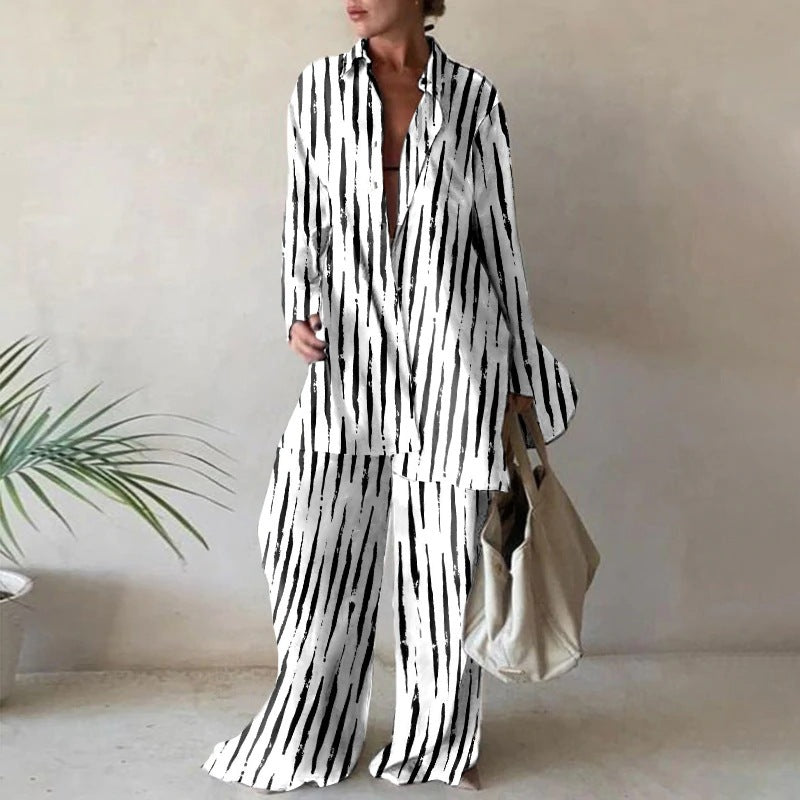 Amity | Løs bluse til kvinder og buksesæt med brede ben Elegant Casual Chic til efterår/vinter