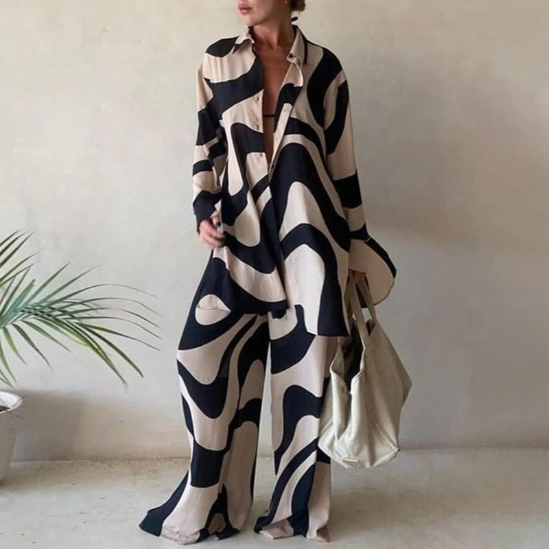 Amity | Løs bluse til kvinder og buksesæt med brede ben Elegant Casual Chic til efterår/vinter