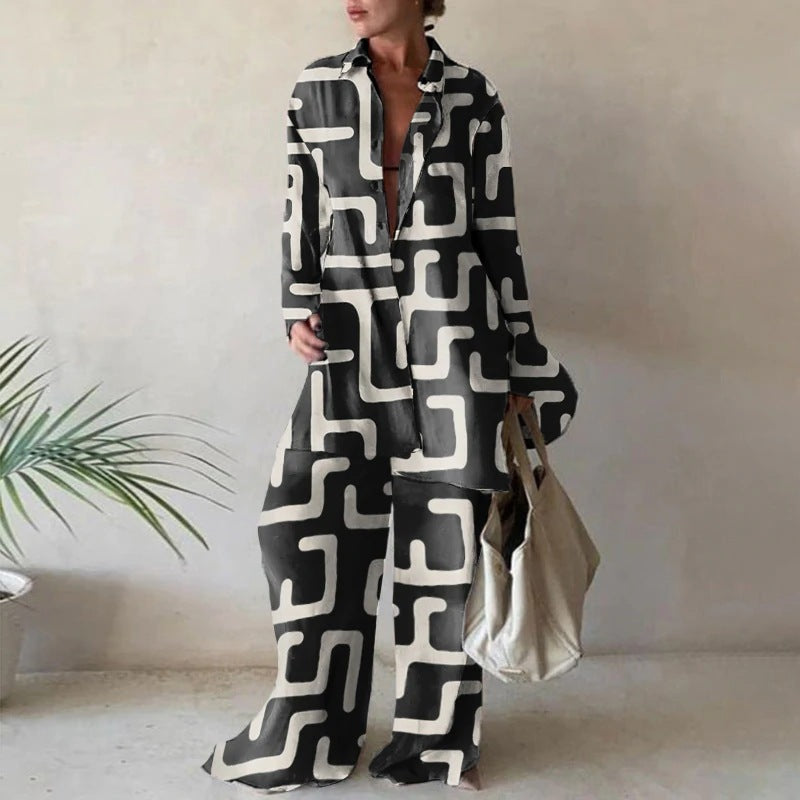 Amity | Løs bluse til kvinder og buksesæt med brede ben Elegant Casual Chic til efterår/vinter