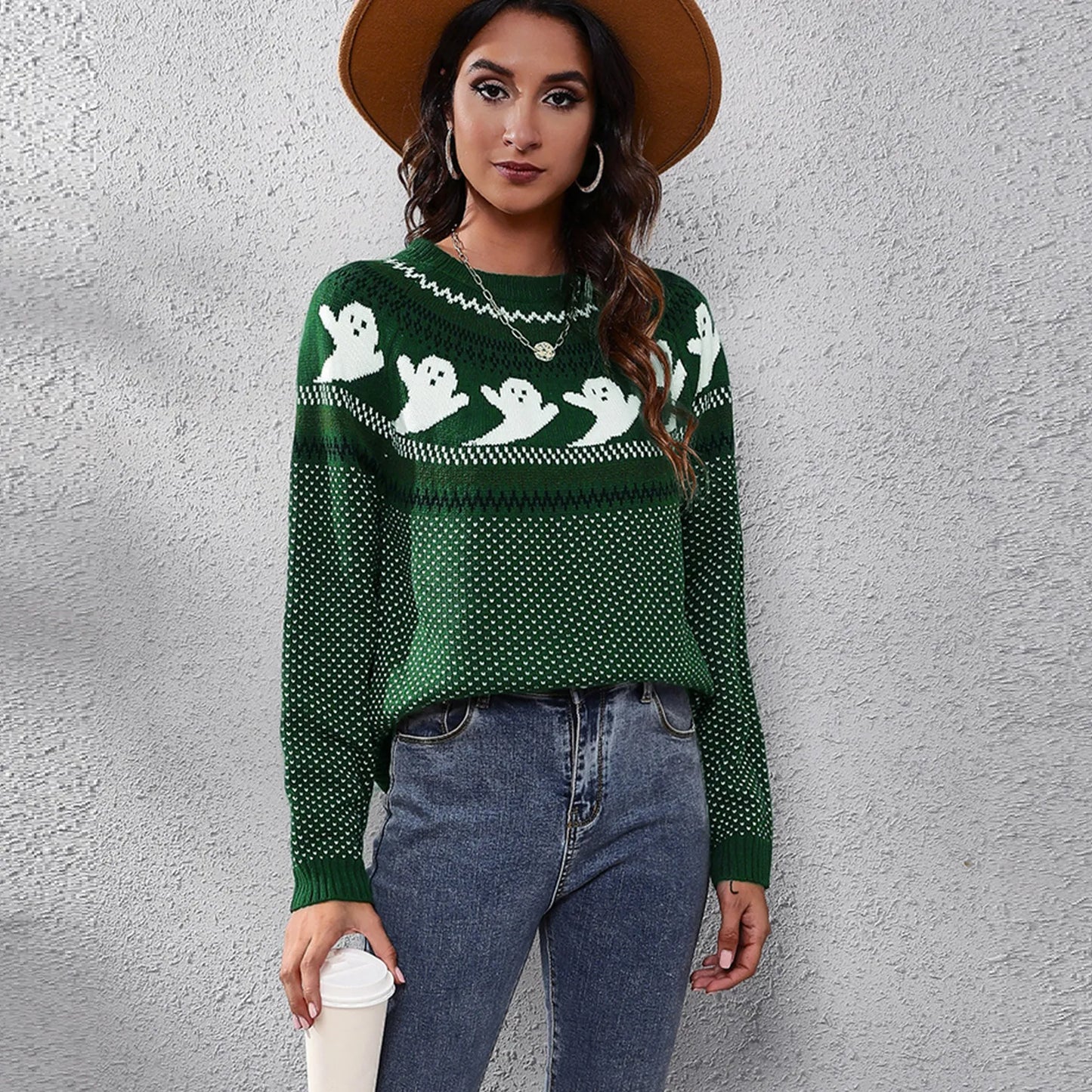 Ellen | Kvinders Halloween Ghost Vintage sweater Spooky Chic & Cozy Fall Essential