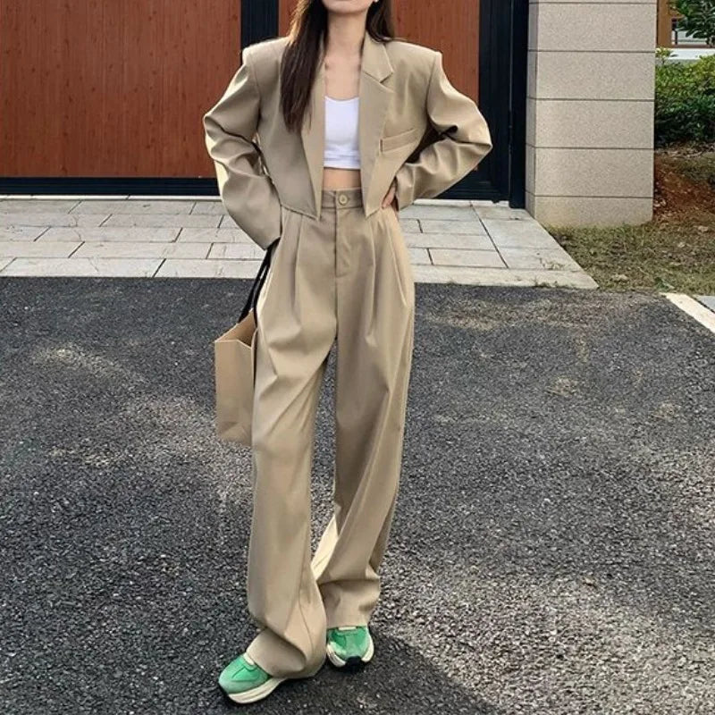 Eda | Kvinders modesæt Elegant Slim Fit buksedragt med høj talje til forår og sommer