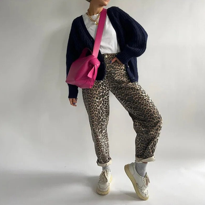 Xainte - Leopardmønstret vintage jeans