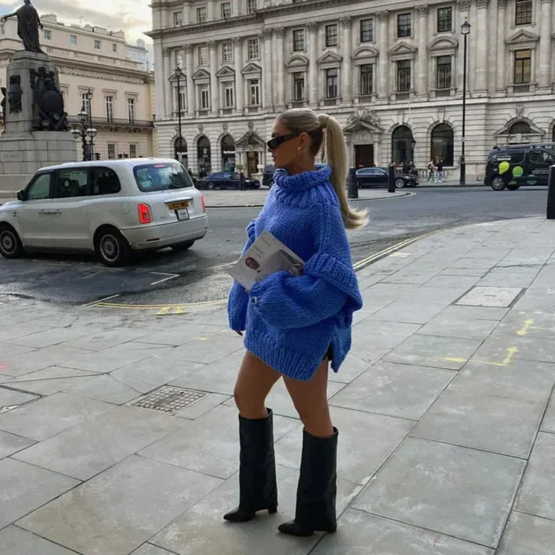 Elsa | Kvinders oversize chunky strikket rullekrave sweater Hyggelig, stilfuld vintermode