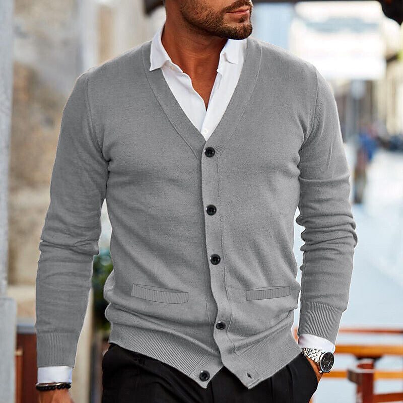 Nicolai | Casual strikjakke til mænd – Slim Fit cardigan til efterår og vinter
