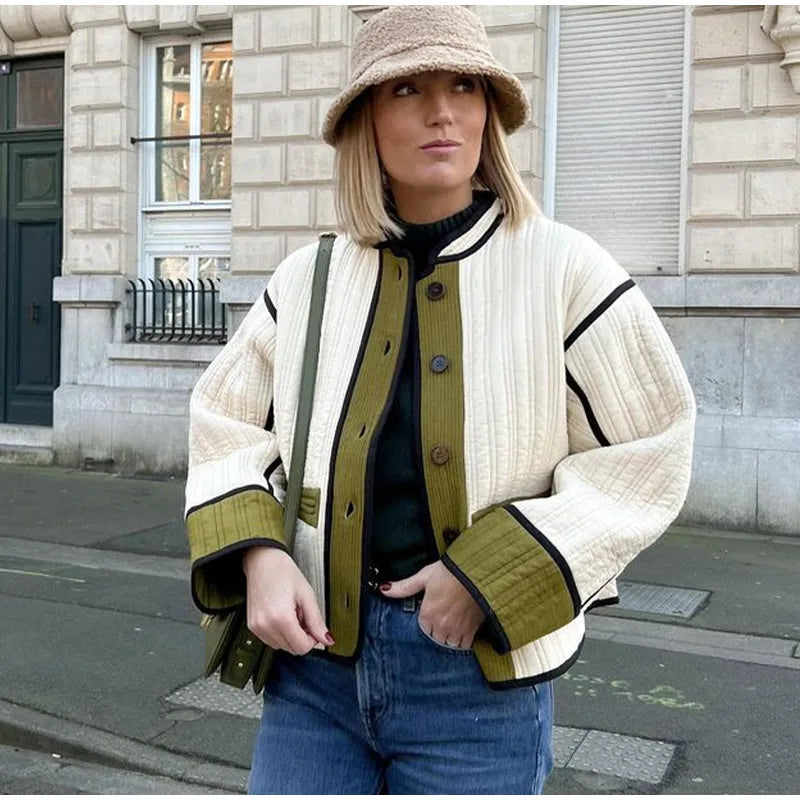 Viktoria | Vintage patchwork frakke stilfuld varme til efterår vinter