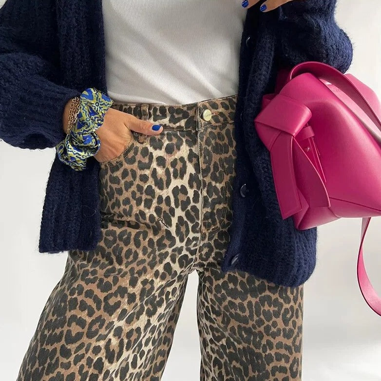 Xainte - Leopardmønstret vintage jeans