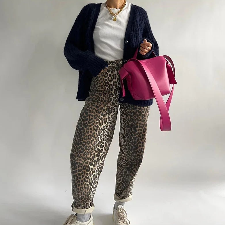 Xainte - Leopardmønstret vintage jeans