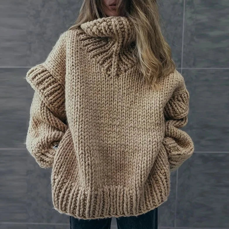 Elsa | Kvinders oversize chunky strikket rullekrave sweater Hyggelig, stilfuld vintermode