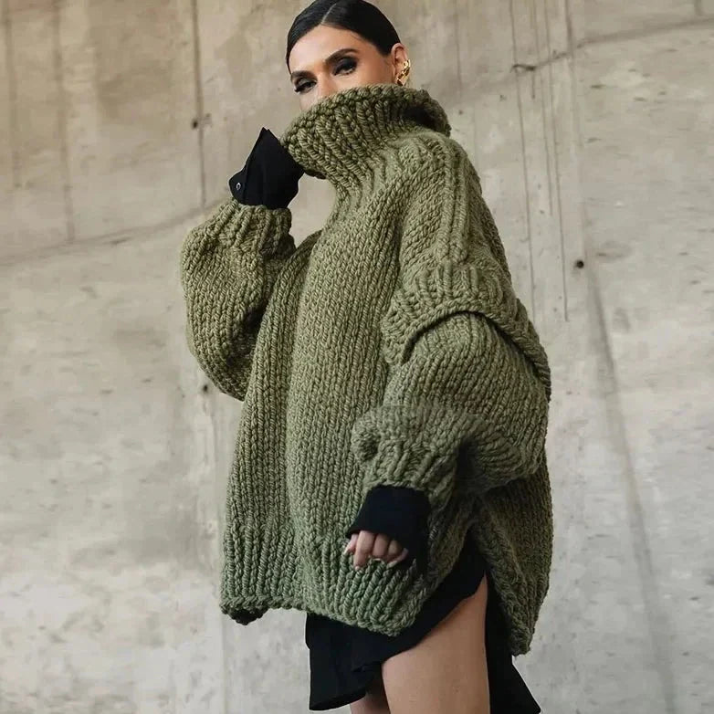 Elsa | Kvinders oversize chunky strikket rullekrave sweater Hyggelig, stilfuld vintermode