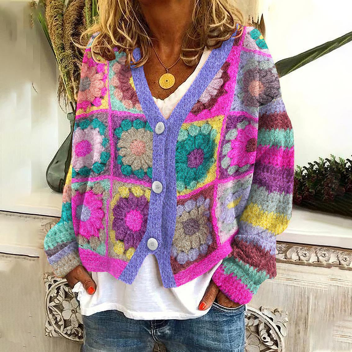 Marie Farverig Kvinde Cardigan