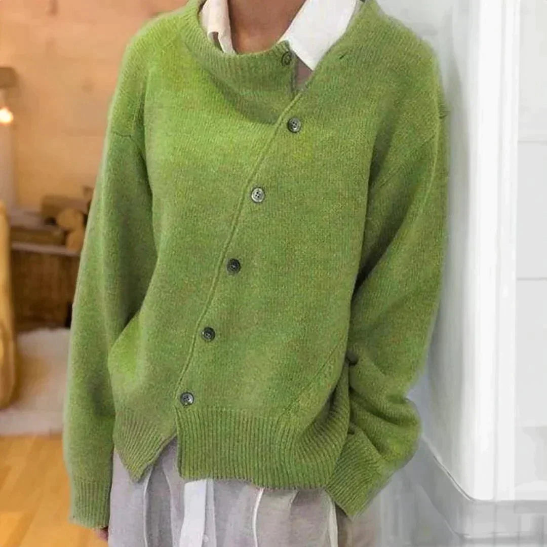 Anne | Kvinders Cashmere Cardigan Asymmetrisk Design til Efterår Vinter