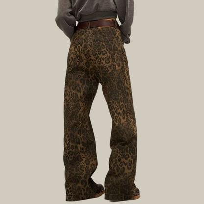 Janelle - Leopard print bredbenede jeans