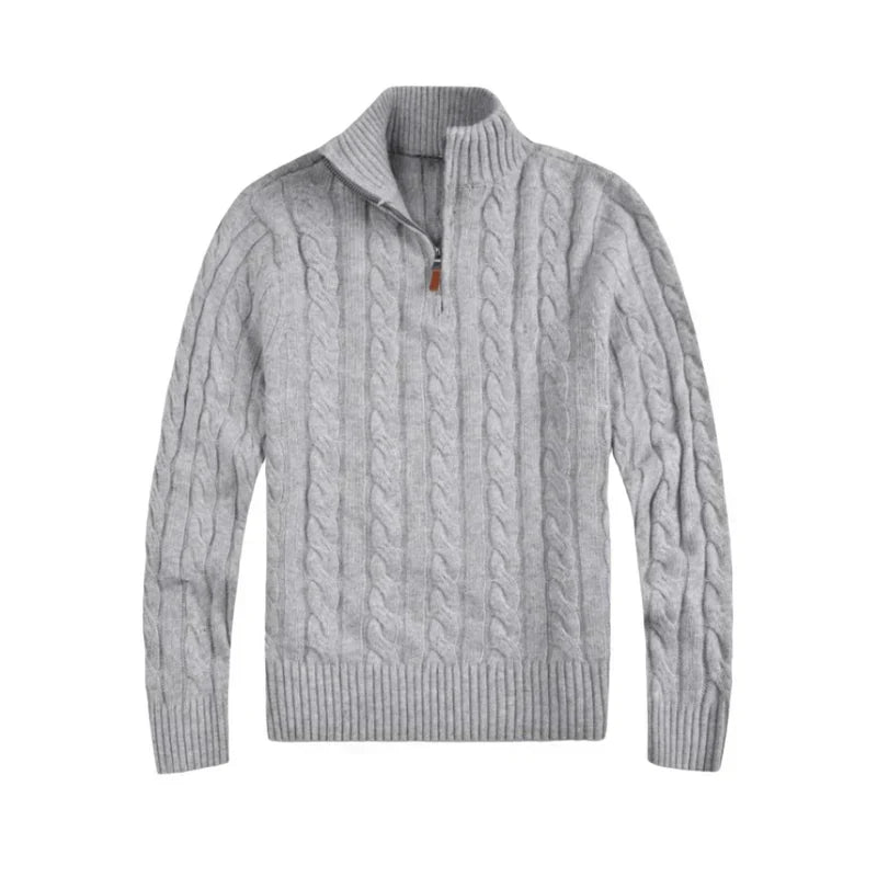 Leif | Trendy striktrøje til mænd med lynlås Stilfuld mock-neck-pullover til efteråret