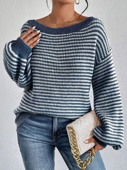 Tyra | Loose Fit striktrøje Trendy drop-shoulder sweater til efterår og vinter