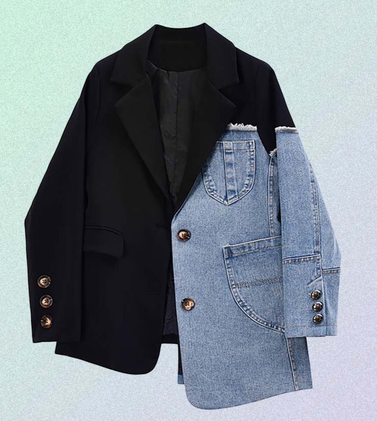 Tanja | Chic Vintage Denim Patchwork Blazer til ubesværet forårsstil