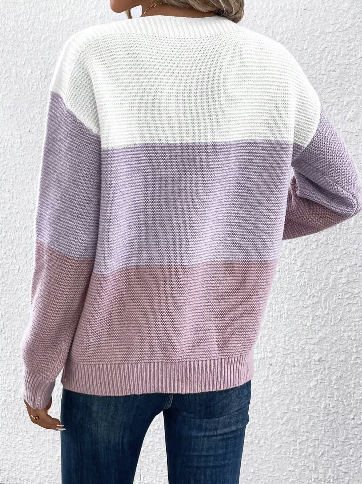 Lauren | Tricolor Patchwork sweater Elegant striktrøje til kvinder til efterår/vinter