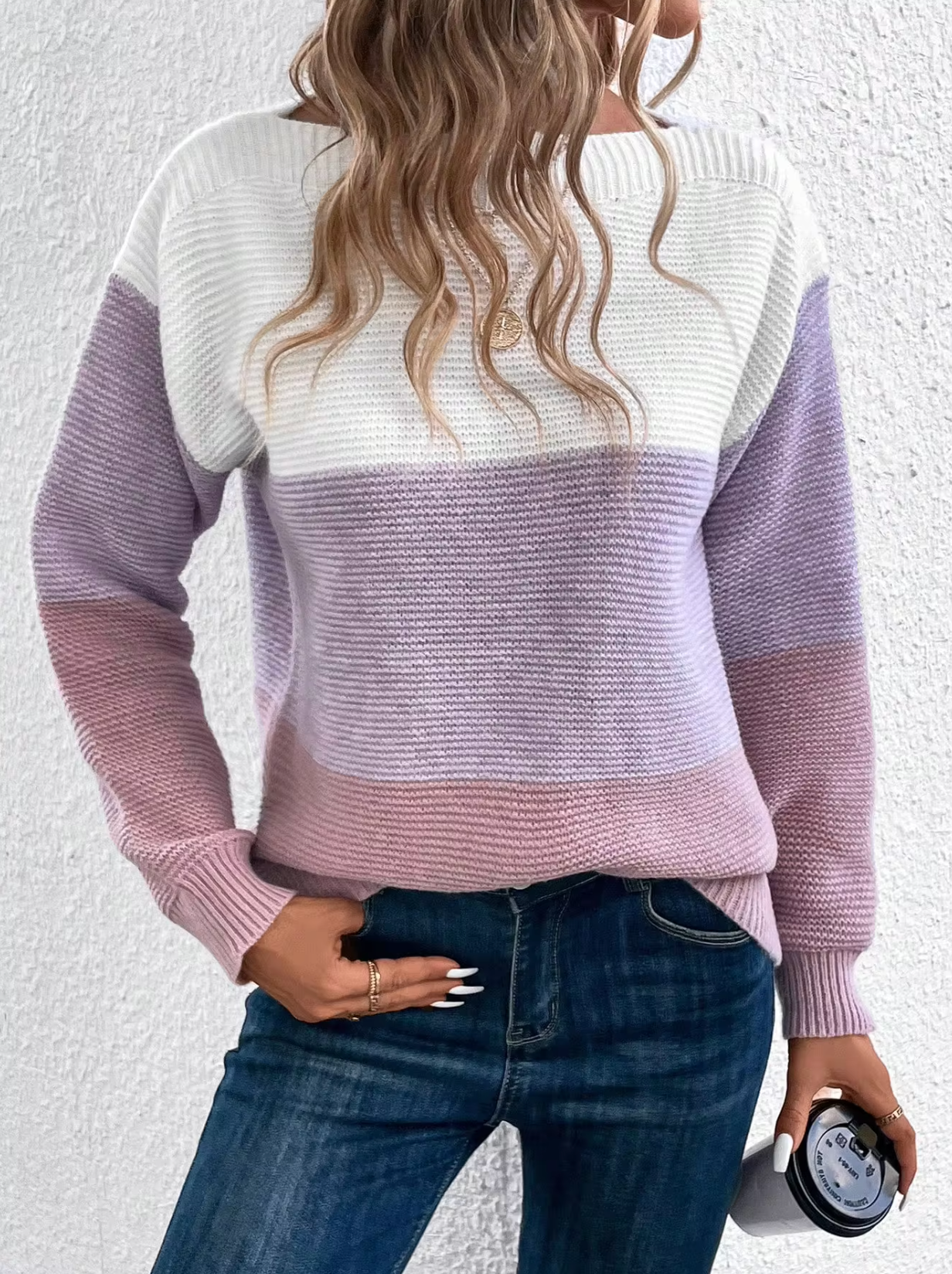 Lauren | Tricolor Patchwork sweater Elegant striktrøje til kvinder til efterår/vinter