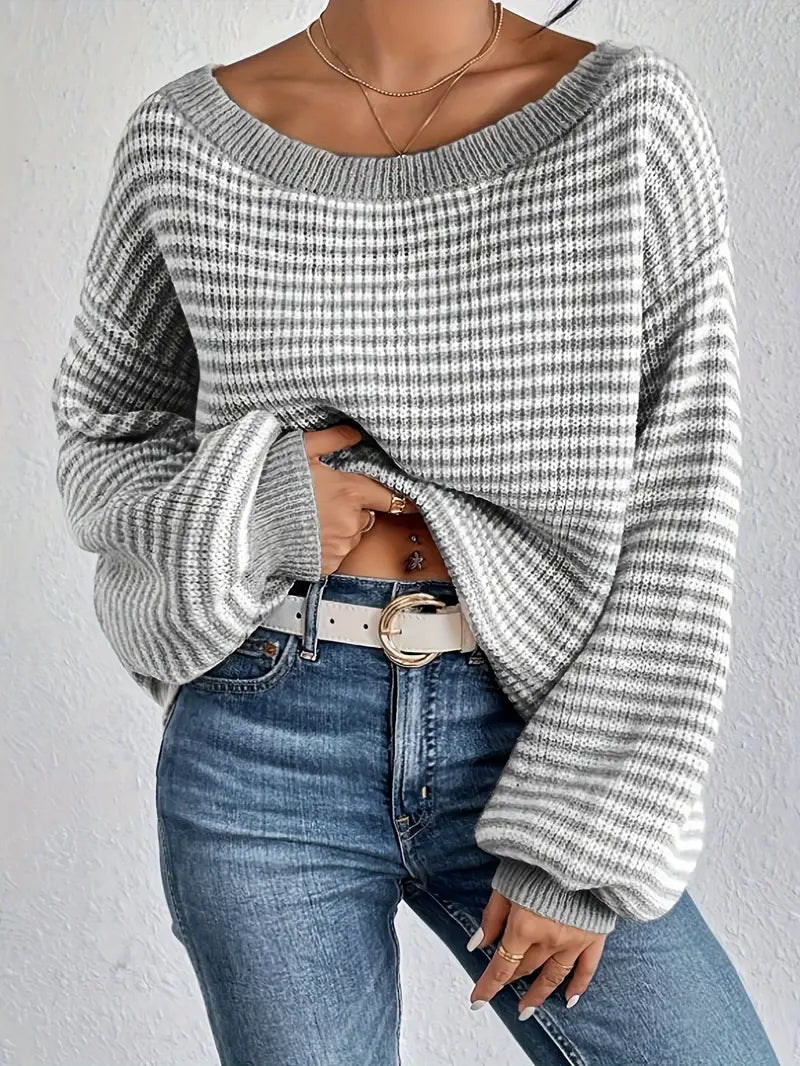 Kimberly | Off-Shoulder strikket sweater Stilfuld og behagelig til forår/efterår