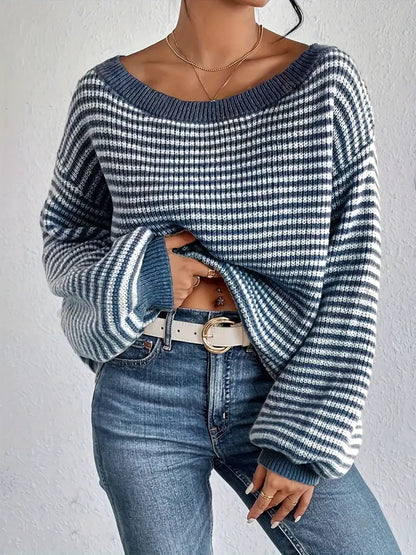 Tyra | Loose Fit striktrøje Trendy drop-shoulder sweater til efterår og vinter