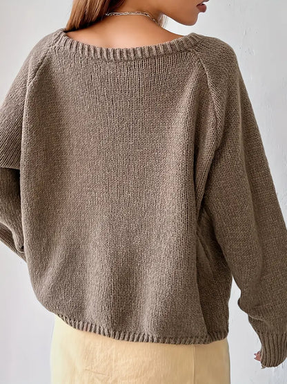 Erin | Off-shoulder strikket sweater Hyggelig og elegant afslappet trøje til efterår og vinter