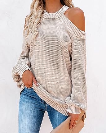 Christel | Kvinders Hyggelig Off-Soulder Sweater Chic Casual Pullover