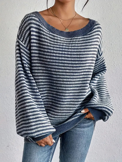 Tyra | Loose Fit striktrøje Trendy drop-shoulder sweater til efterår og vinter