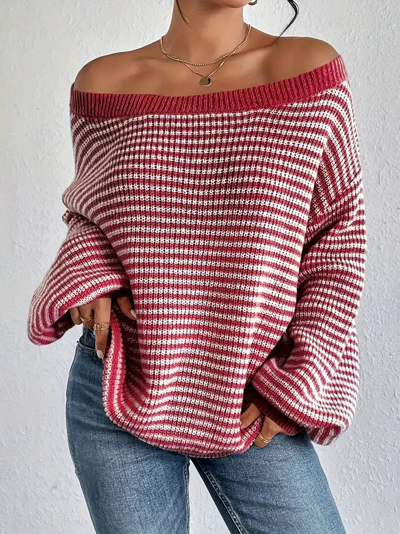 Kimberly | Off-Shoulder strikket sweater Stilfuld og behagelig til forår/efterår