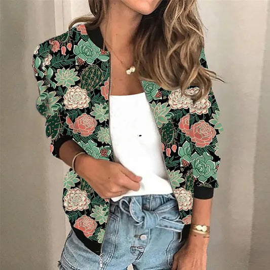 Tyra | Blomsterjakke med lynlås til kvinder for ubesværet stil og komfort