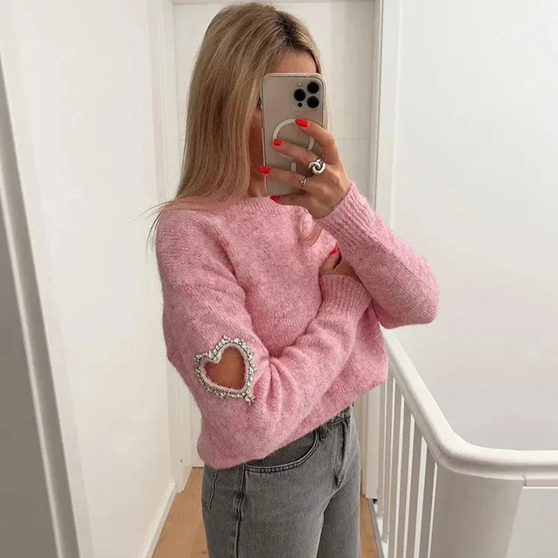 Clementine | Heart Cutout Sweater Trendy og behagelig modetrøje til kvinder