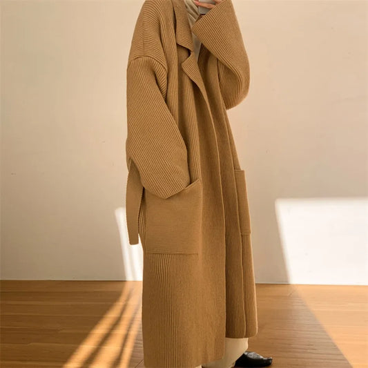 Ylva | Elegant strikket frakke til kvinder Chic lang cardigan til efterår og vinter