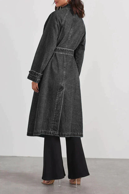 Freja | Stilfuld denim trenchcoat til kvinder, dobbeltradet og vandtæt