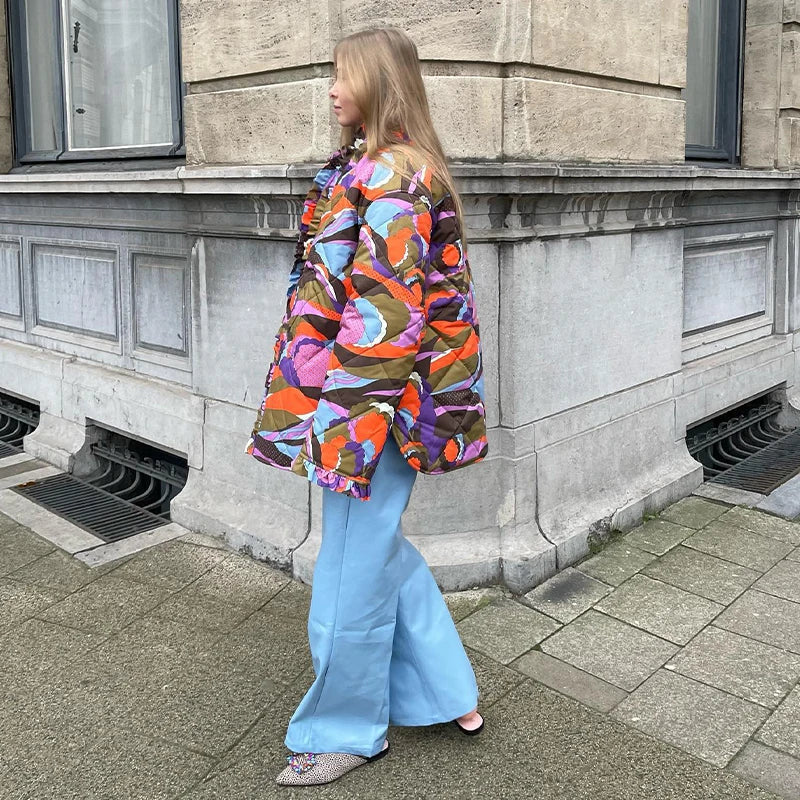 Cajsa | Multi Print Bomuld Streetwear Frakke