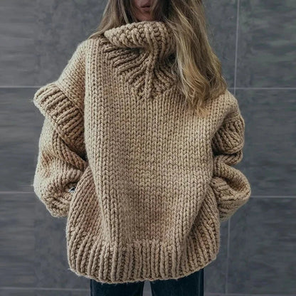 Elsa | Kvinders oversize chunky strikket rullekrave sweater Hyggelig, stilfuld vintermode