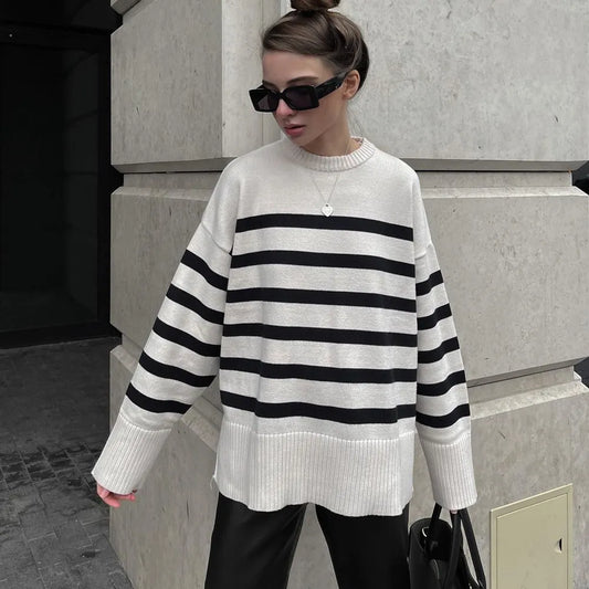 Emmy | Hyggelig stribet oversize sweater til kvinder Chic Pullover Top