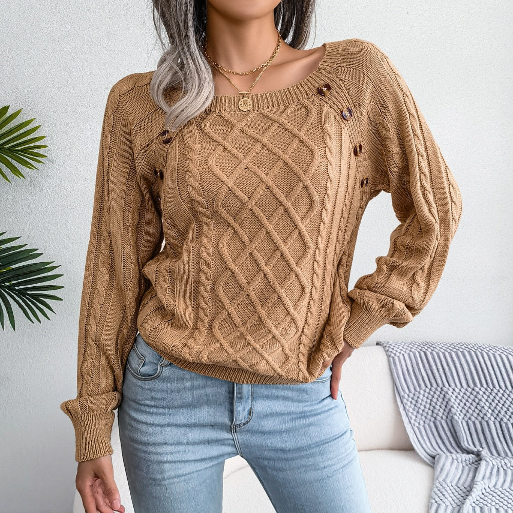 Hazel | Afslappet strikket sweater til kvinder med knapdetaljer Chic, komfortabel og elegant