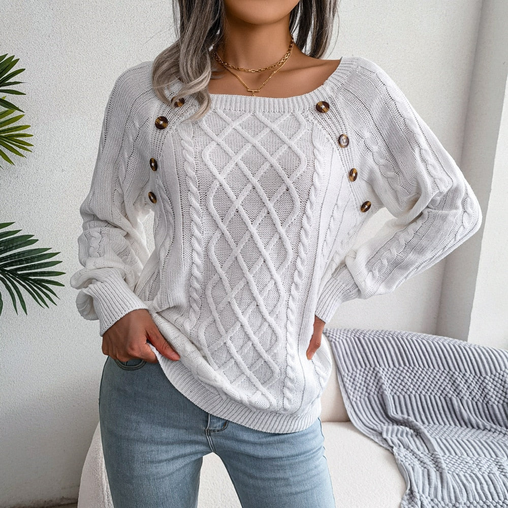 Hazel | Afslappet strikket sweater til kvinder med knapdetaljer Chic, komfortabel og elegant