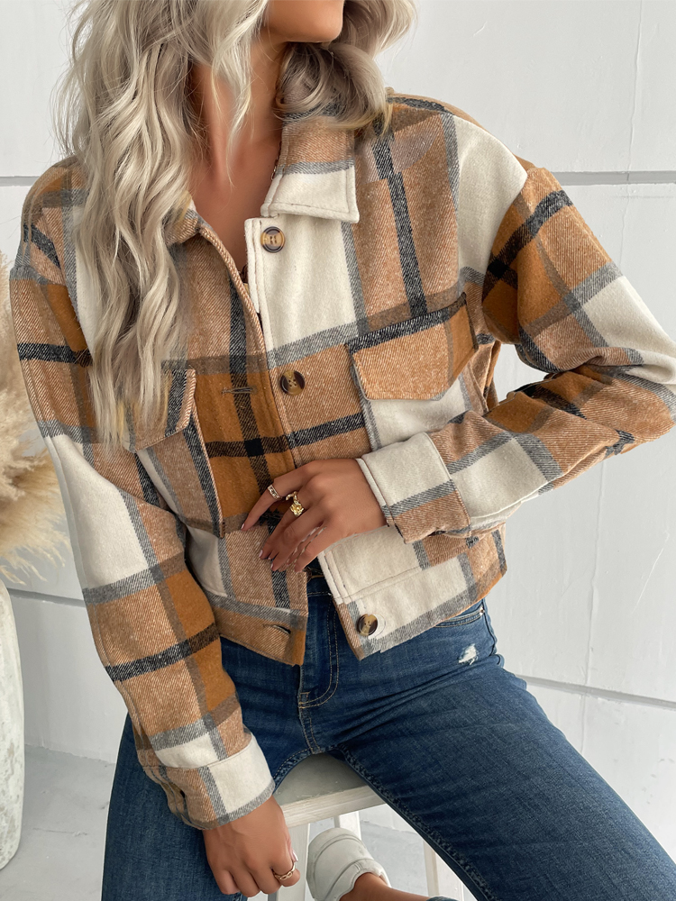 Kristine | Plaid Flannel Shirt Jakke Oversized Casual Vinter Shacket til Kvinder