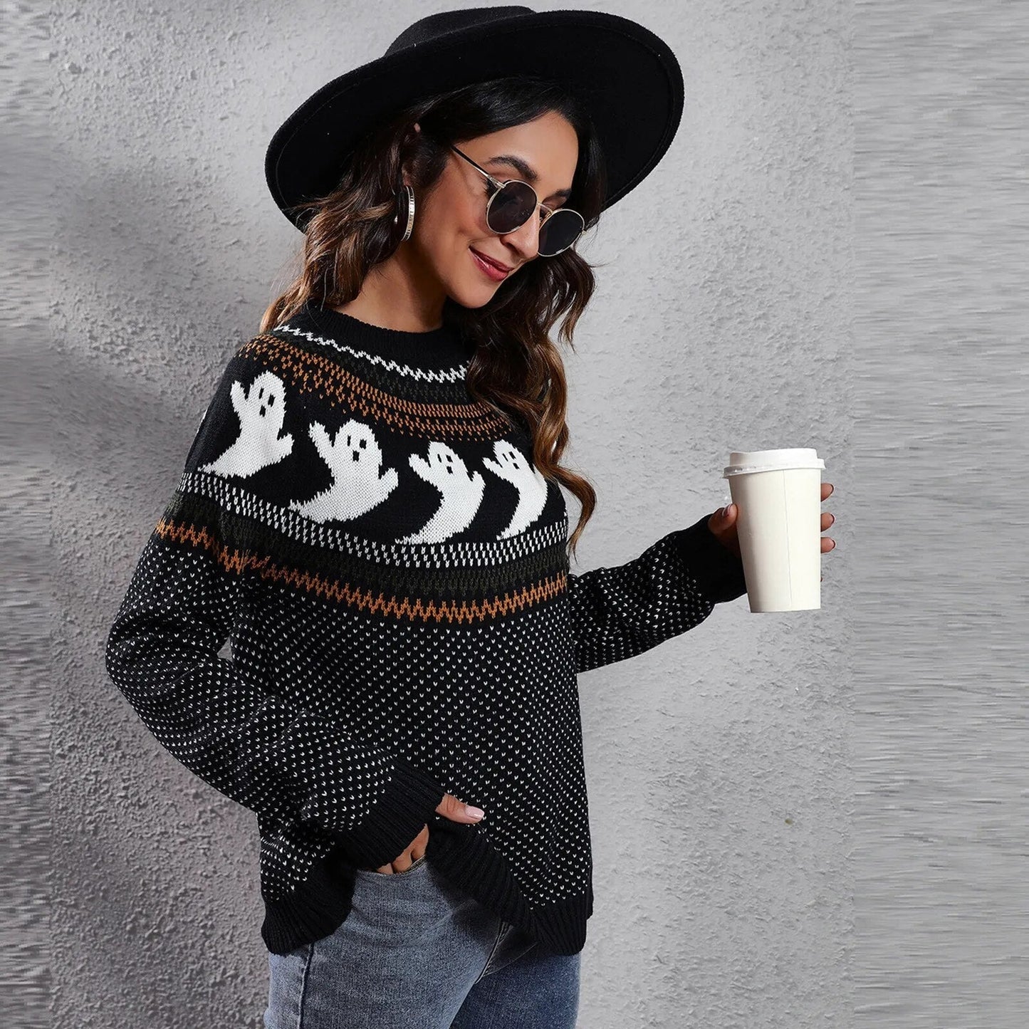 Ellen | Kvinders Halloween Ghost Vintage sweater Spooky Chic & Cozy Fall Essential