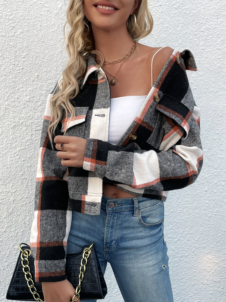 Kristine | Plaid Flannel Shirt Jakke Oversized Casual Vinter Shacket til Kvinder